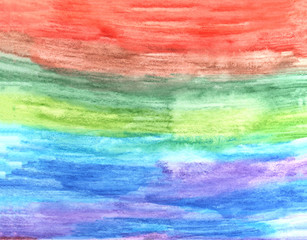 Colorful vibrant textured background with abstract shapes and blots. Abstract hand painted watercolor texture. Decorative chaotic overlay for design.