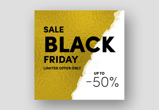 Black Friday Sale Card Layout with Gold Texture