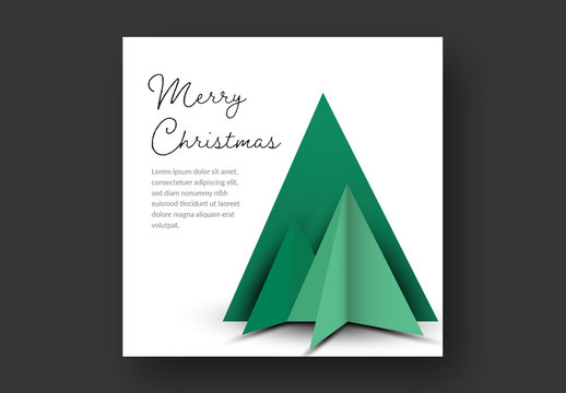 Christmas Card Layout with Geometric Green Trees