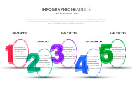 Simple Five Step Infographic with Colorful Numbers