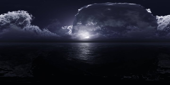 panorama of a stormy sea, HDRI, environment map , Round panorama, spherical panorama, equidistant projection, 360 high resolution panorama  