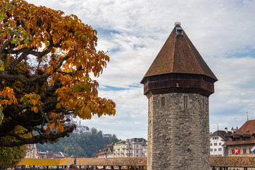 Chapel bridge or Kapellbrucke in Lucerne or Luzern, Switzerland, European landmark background,...