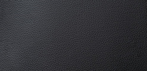 Panorama black leather texture and background with copy space