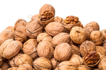 Pile of ripe walnuts