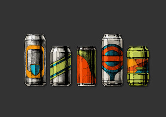 Obraz premium set of beverage cans