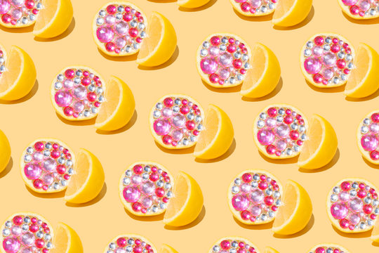 Lemon Citrus Fruit, Gemstone Pattern 