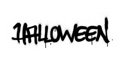 graffiti halloween word sprayed in black over white