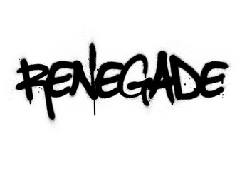 graffiti renegade word sprayed in black over white