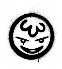 graffiti naughty icon sprayed in black over white