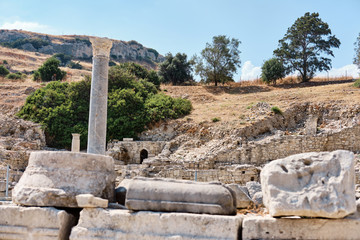 Ruins of Sanctuary of Apollo Hylates located at the beach of mediterranean sea. Near an ancient...