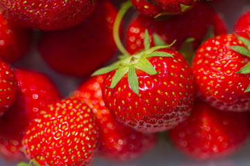 Close-up of ripe red strawberries