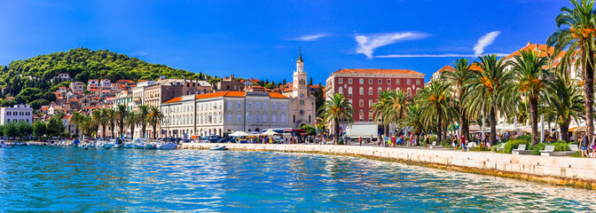 Fototapeta na wymiar Travel and landmarks of Croatia - beautiful town Spilt, popular tourist and cruise destination