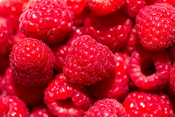 Details of ripe red raspberries