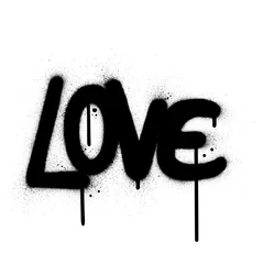Poster graffiti love word sprayed in black over white © johnjohnson