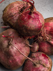 close up of fresh harvest of beets, beet background, organic anti cancer food, rich in iron