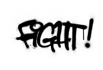 graffiti fight word sprayed in black over white