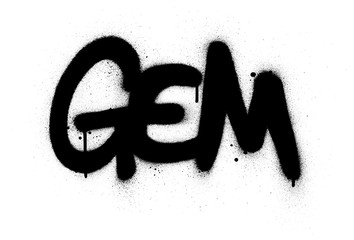 graffiti gem word sprayed in black over white
