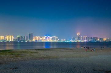 Fototapeta premium Night view of the seaside city of Zhanjiang, Guangdong Province