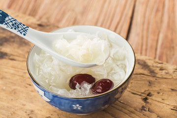 Chinese cuisine red dates white fungus sweet soup