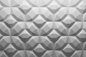 White clean delicate beautiful pattern made of structured geometric shapes. 3d illustration.