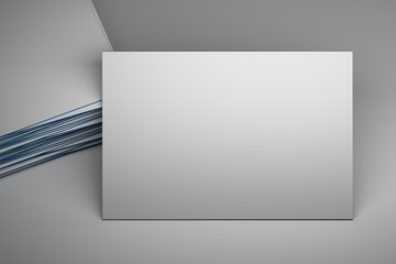 Mock up of large white blank business card on white background. 3d illustration.