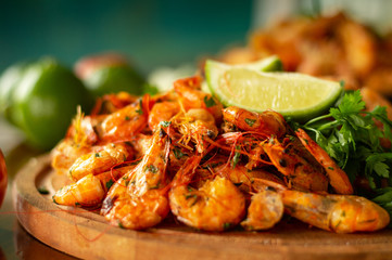 Delicious and vibrant red shrimp snack