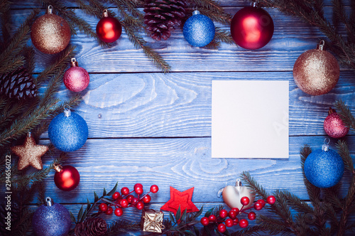 Christmas Tree With Decoration On A Wooden Board Christmas Toy