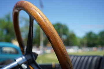 Details of old cars on a vintage car show in Bavaria
