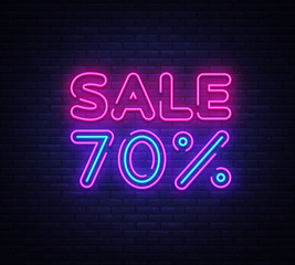 Sale neon sign vector. Big Sale Design template neon sign, light banner, nightly bright advertising, light inscription. Vector illustration