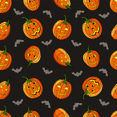 halloween pattern vector for your design on dark background.