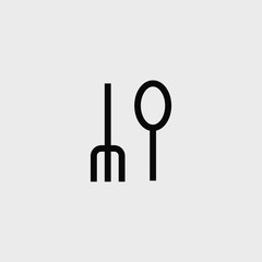 Spoon and fork icon. EPS vector file.