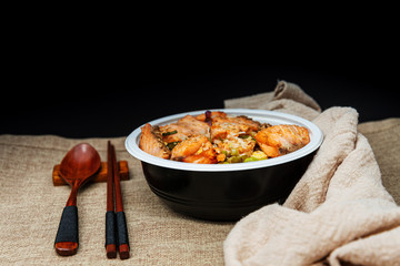 japanese food Mix Sashimi Chirashi Rice Bowl