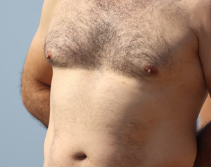 Naklejka premium Hair on the chest and abdomen in a man