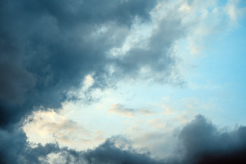 Naklejka na ściany i meble The texture of the beautiful blue sky with white clouds.