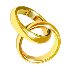 Wedding gold rings isolated on white