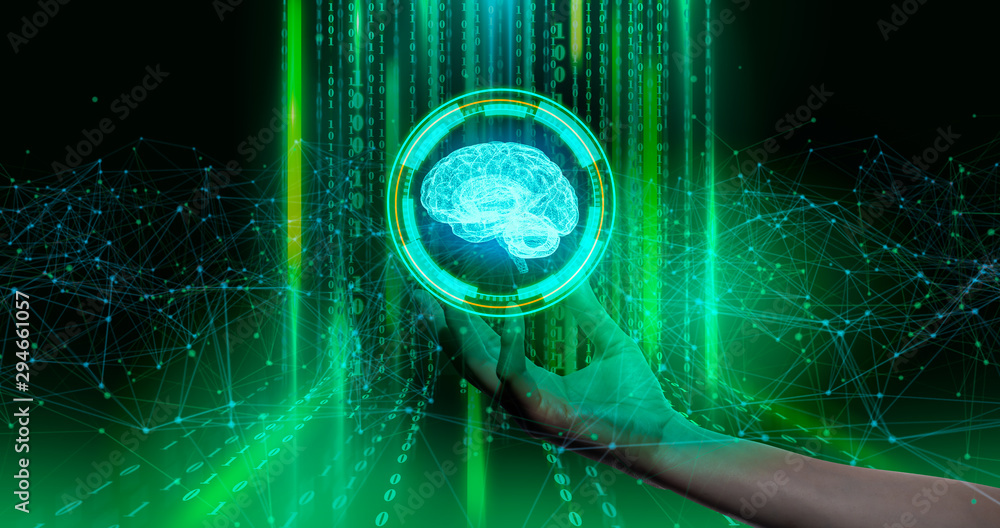 Poster concept of an active human brain on a dark background.blurry abstract 3d rendering abstract backgrou