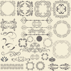 Set of vintage stylish frames for typography,,monograms, invitations, frames, menus, labels and websites, catalogs and brochures of cafes, boutiques