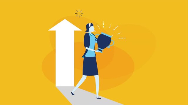 businesswoman worker with success arrow up