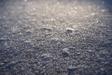 Background. Smooth Metallic Surface Covered With Thick Frost
