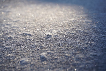 Background. Smooth Metallic Surface Covered With Thick Frost