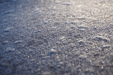 Background. Smooth Metallic Surface Covered With Thick Frost