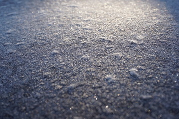 Background. Smooth Metallic Surface Covered With Thick Frost