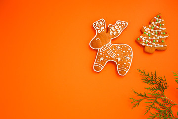 gingerbread. gifts, christmas or Noel holiday, happy New Year. festive background. food background....