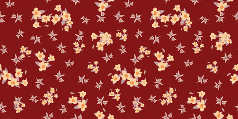 Vector pattern elementary usual fantasy flowers Colorful paisley wallpaper. Print design vector illustration.