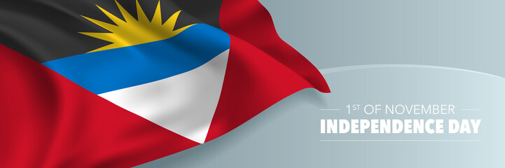 Antigua and Barbuda independence day vector banner, greeting card