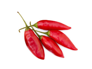 Red hot peppers isolated on white background