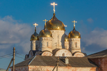 Fototapeta na wymiar Mozhaysk, Luzhetsky Mother of God Ferapontov Monastery