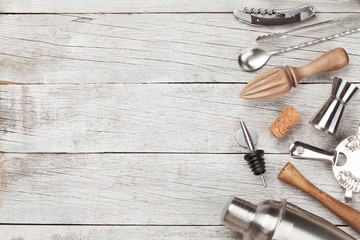 Cocktail utensils. Set of bar tools