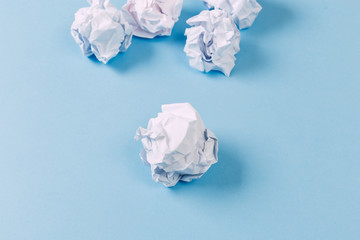 Close-up of Crumble paper isolated on blue background