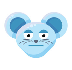 Fototapeta premium Mouse face bored emoticon flat sticker